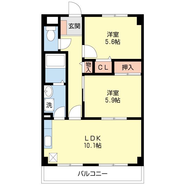 スーリールI番館(2LDK/3階)の間取り写真