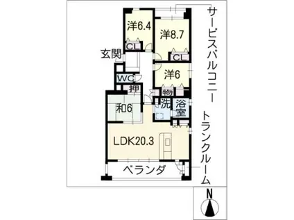 キャッスルハイツ正木II 602(4LDK/6階)の間取り写真