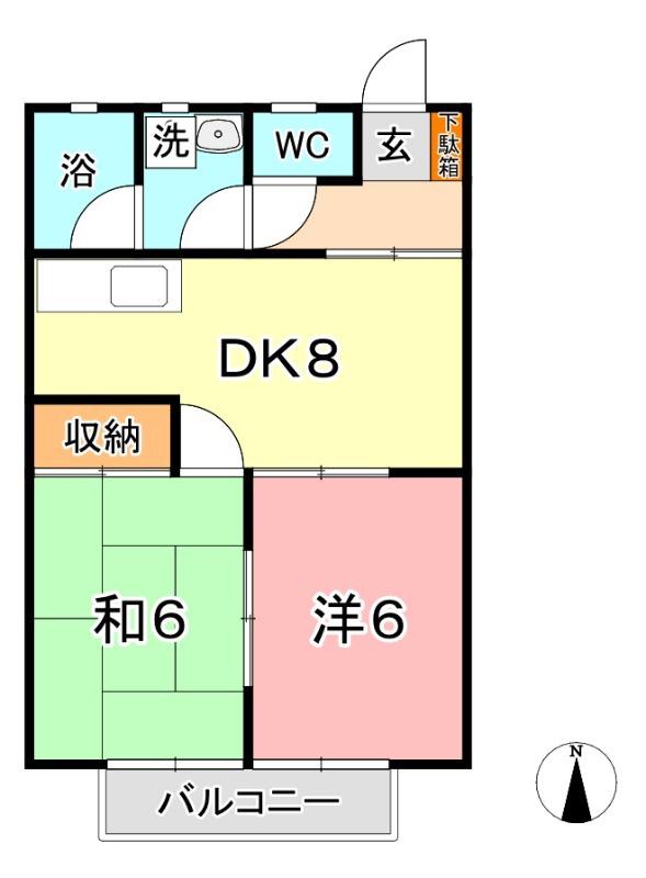 コーポ田中(2DK/2階)の間取り写真