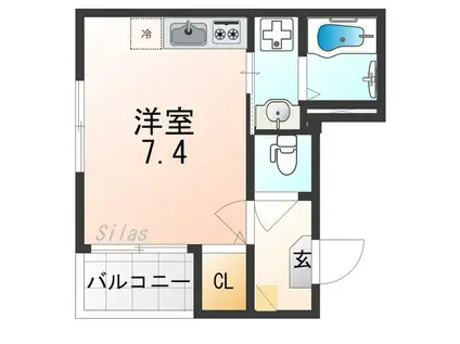 グレイスヒルR&K(ワンルーム/3階)の間取り写真