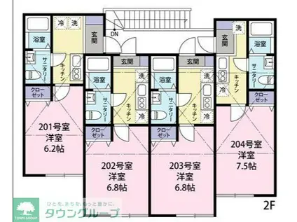 アルティザン新丸子(1K/2階)の間取り写真