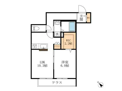 アニマルメゾン弁天(1LDK/1階)の間取り写真