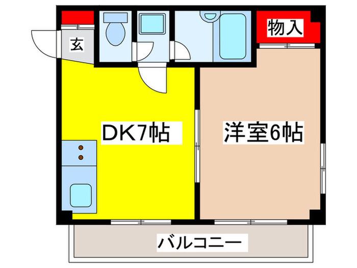第二高政ビル(1DK/3階)の間取り写真