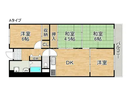 サンハイツ和泉砂川(3LDK/11階)の間取り写真
