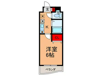 オークJI(1K/3階)の間取り写真