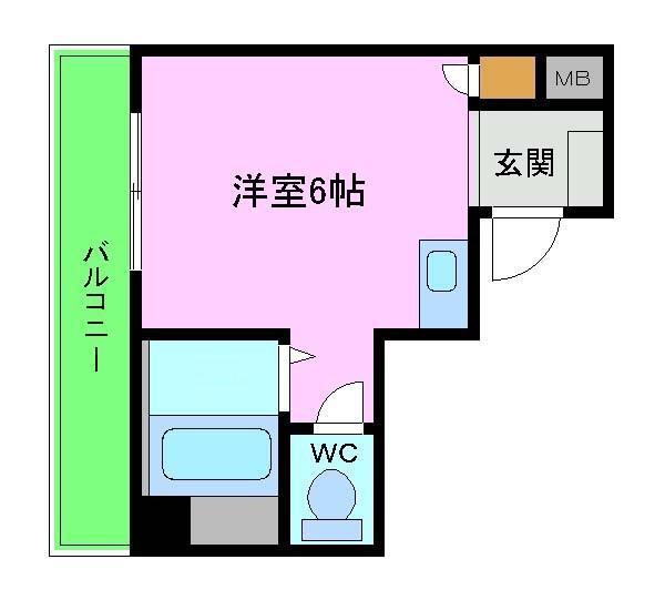 スカイ南花台(ワンルーム/6階)の間取り写真