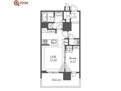 タワー・ザ・ファースト名古屋伏見(1LDK/4階)の間取り写真