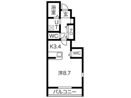 アヴァンスB棟(1K/1階)の間取り写真