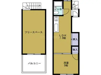ユーハイツ池島1(1LDK/3階)の間取り写真