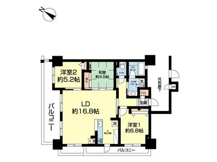 レーヴグランディ松山(3LDK/12階)の間取り写真
