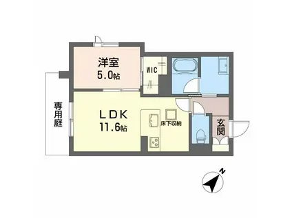 ベンガレンシス(1LDK/1階)の間取り写真