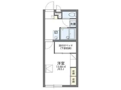 レオパレス武蔵小山ハイム(1K/1階)の間取り写真