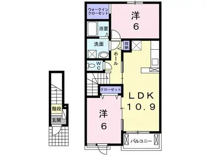 クレストールKIII(2LDK/2階)の間取り写真