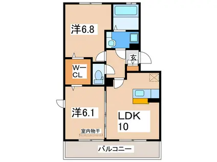 メゾンベルシア II棟(2LDK/3階)の間取り写真