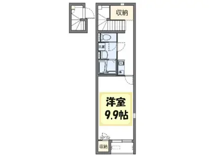 JR中央線 八王子駅 徒歩4分 2階建 築10年(1K/2階)の間取り写真