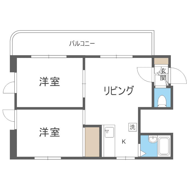 ファイン南6条(2LDK/3階)の間取り写真
