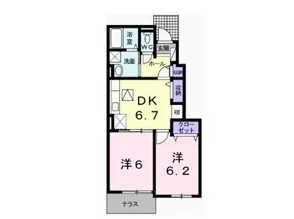 グランチャレットI(2DK/1階)の間取り写真