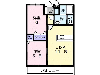 ソレイユ・ルヴァン(2LDK/1階)の間取り写真
