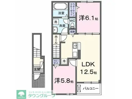 五香7丁目アパート(2LDK/2階)の間取り写真