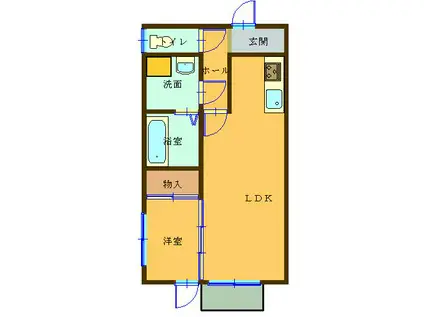 シャイニングハウス石岡(1LDK/1階)の間取り写真