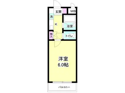 ベルトピア大和桜ヶ丘(1K/3階)の間取り写真