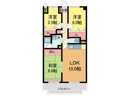 メゾン東山(3LDK/2階)の間取り写真