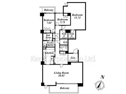 駒沢ガーデンハウス(3LDK/1階)の間取り写真