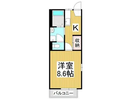 AZUMINO COURT B(1K/2階)の間取り写真