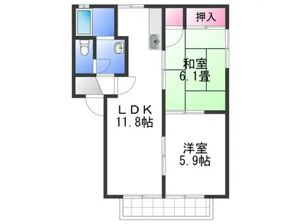 ハイツあっと・ほうむ(2LDK/1階)の間取り写真