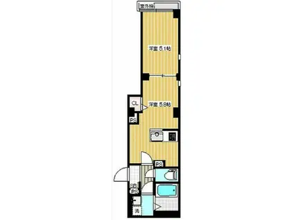 プレゾン(1LDK/4階)の間取り写真