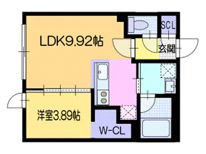 ラシュエットN7E8(1LDK/1階)の間取り写真