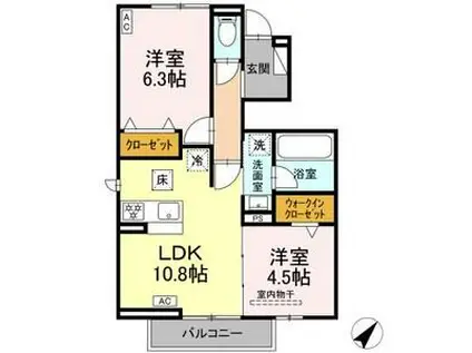 エルノワール(2LDK/1階)の間取り写真