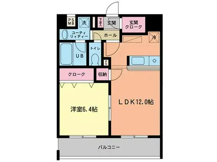エムロード府中レジデンス(1SLDK/5階)の間取り写真