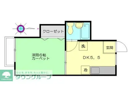 ニチユウサンハイツE棟(1DK/2階)の間取り写真