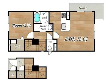 WHITE SQUARE(1LDK/1階)の間取り写真