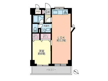 ドエルアルス目黒(1LDK/6階)の間取り写真