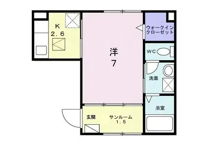 クロシェットII(1K/1階)の間取り写真