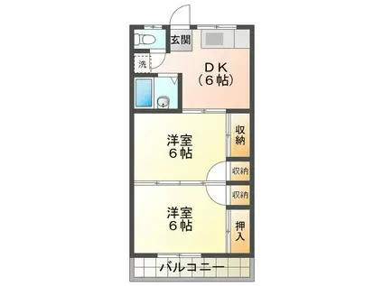 コーポ小林(2DK/2階)の間取り写真