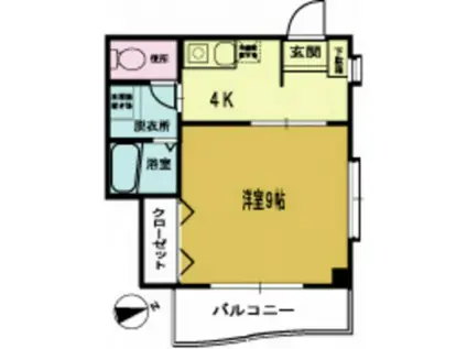 岡村ビル(1K/3階)の間取り写真