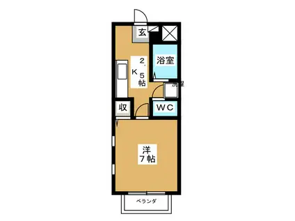 ハイツコア(1K/2階)の間取り写真