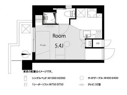 OLIO奥沢(ワンルーム/5階)の間取り写真