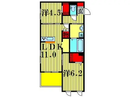RARAMERIA(2LDK/2階)の間取り写真