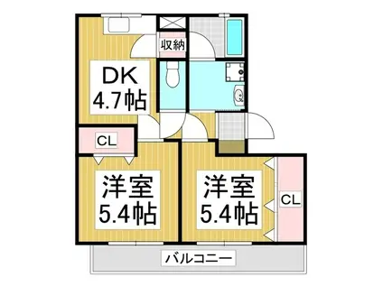 ニューアルプス(2DK/2階)の間取り写真