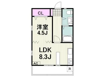 フラッシュうめ(1LDK/2階)の間取り写真