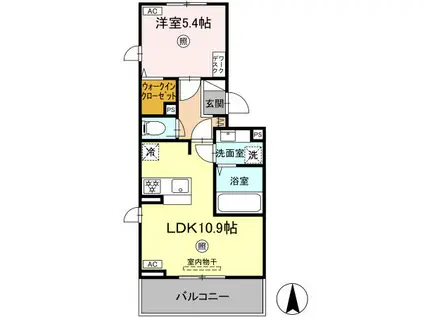 SAKURA A棟(1LDK/3階)の間取り写真