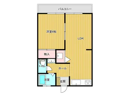 グレースコーポ湯の坂(1LDK/2階)の間取り写真