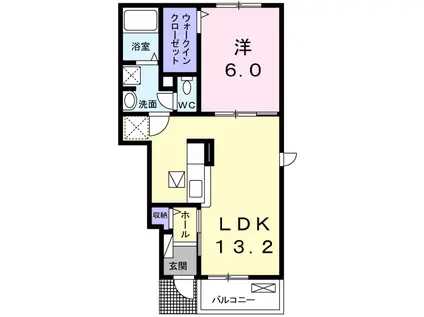 エレガンシア・デーアYII(1LDK/1階)の間取り写真