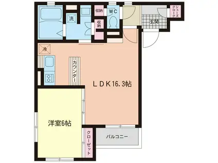 ベルメゾン リソシア(1LDK/1階)の間取り写真