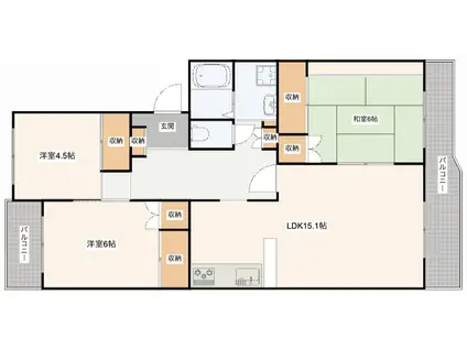 ECLARGE A棟(3LDK/2階)の間取り写真