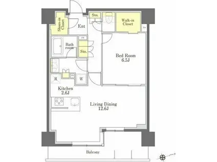 びゅうリエットグラン新宿戸山(1LDK/4階)の間取り写真